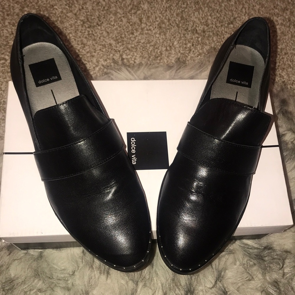 Studded leather loafers